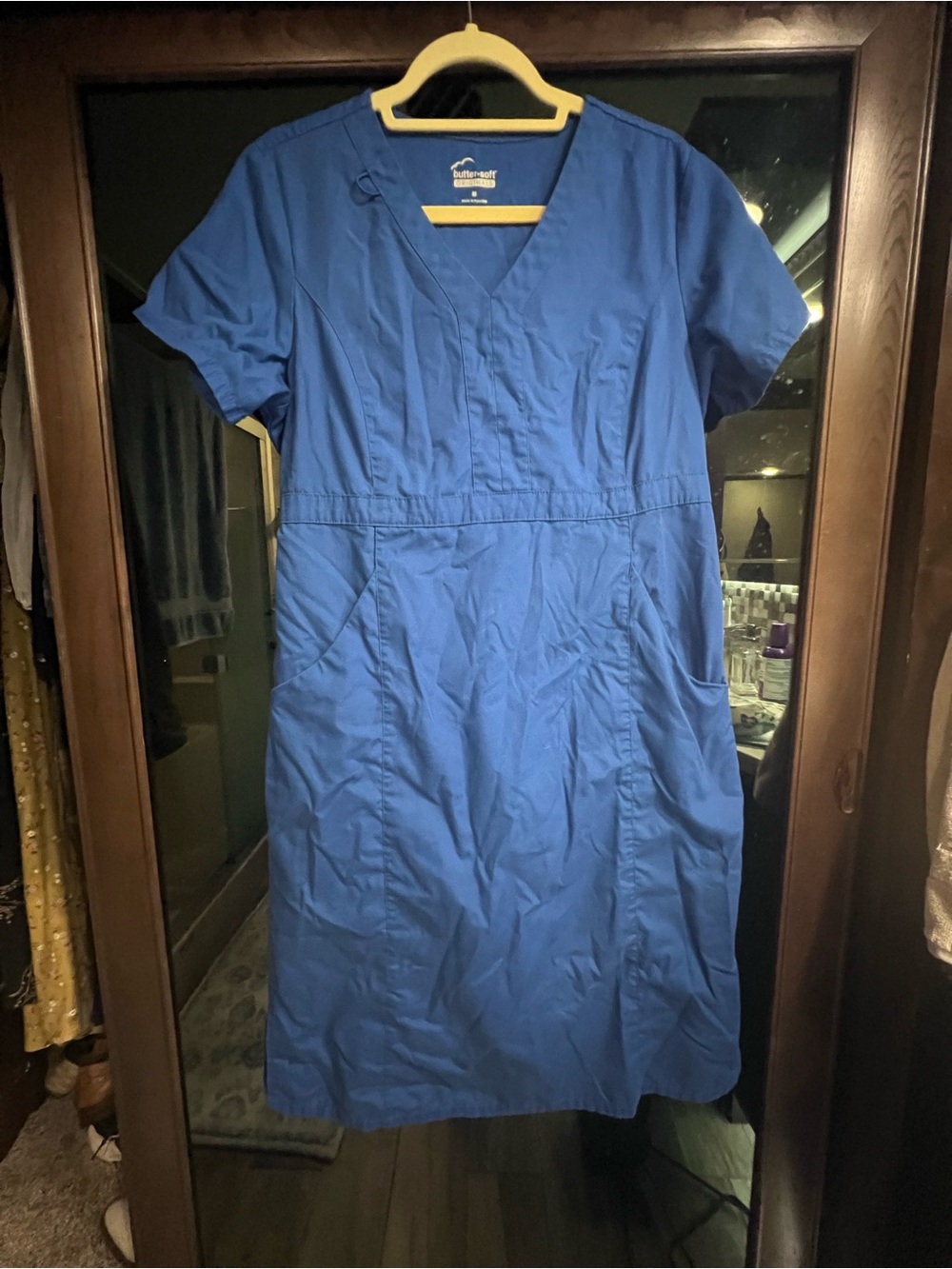 Bitter soft Women’s Royal Blue V-Neck Scrub Dress